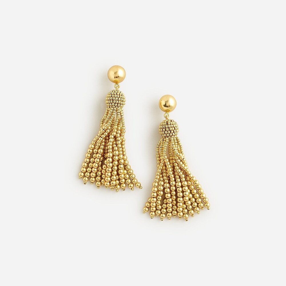 J.Crew Metallic Ball Tassel EarringsGold Tone Beaded Tassel Earrings Hypoallerge